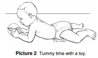 Tummy time with a toy