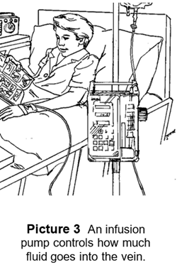 Child in hospital bed receiving an infusion through an IV