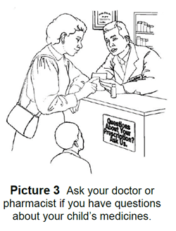 Parent asking pharmacist questions