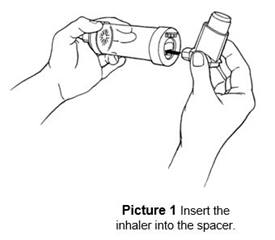 How to insert the inhaler into the spacer