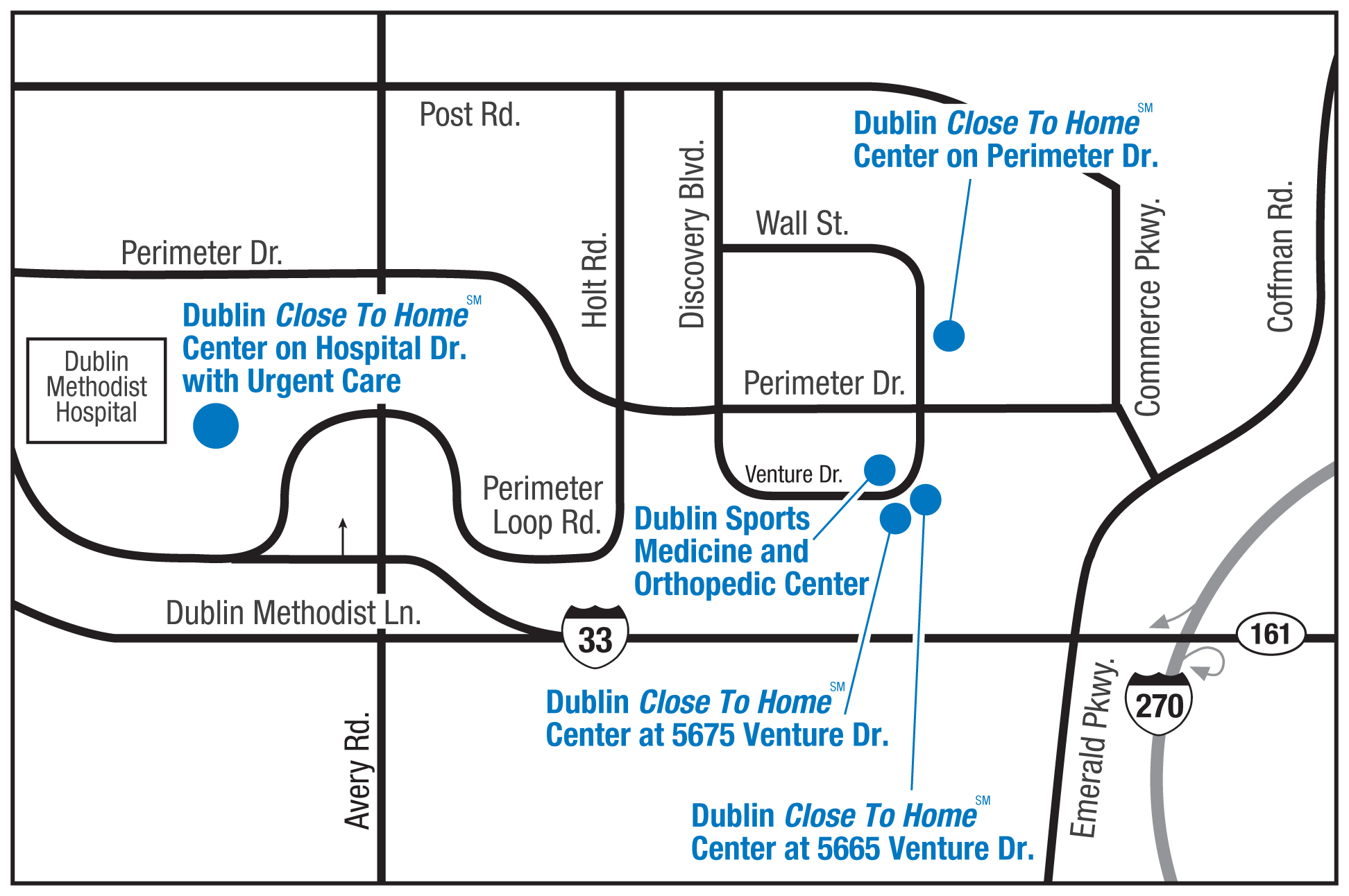 Dublin Close To Home Centers Map