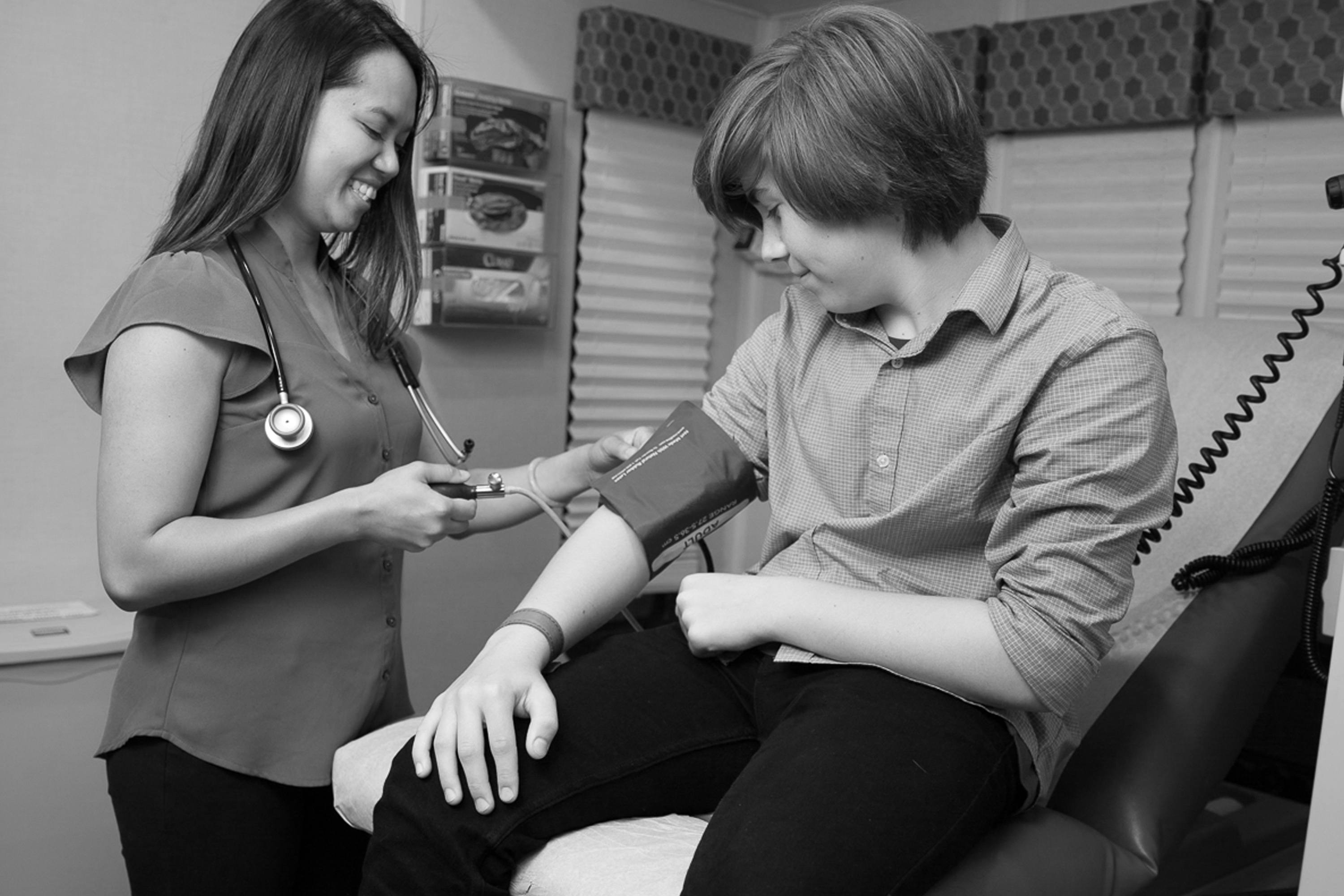 Mobile Care Center Nurse with Patient
