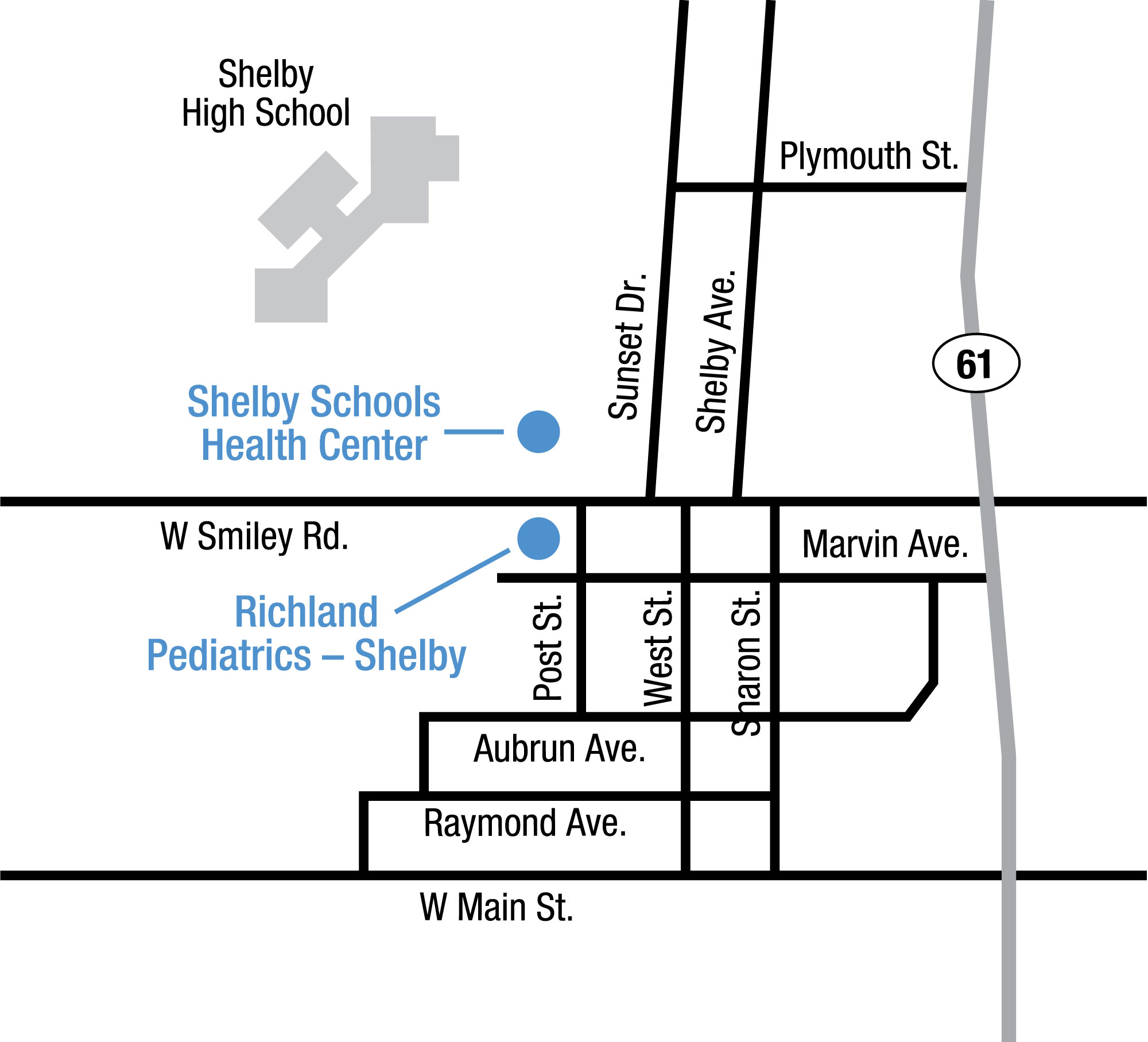Mansfield Shelby Locations Map
