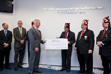 Orthopedic Center lobby at Nationwide Children's is now named The Aladdin Shriners Hospital Association for Children Lobby