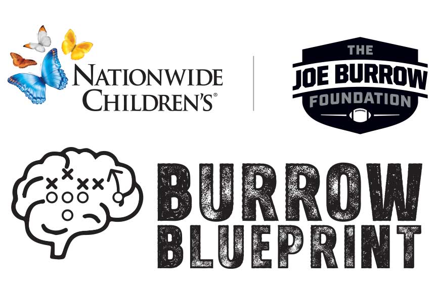 Nationwide Children's Logo and The Joe Burrow Foundation Logo next to the words "Burrow Blueprint".