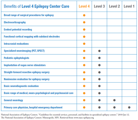 Level 4 Epilepsy Center Chart