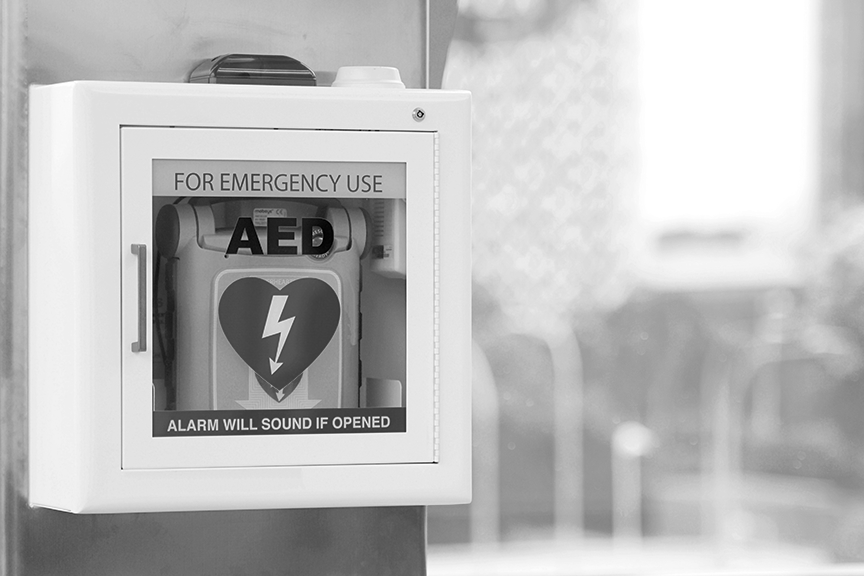 AED box displayed in a building